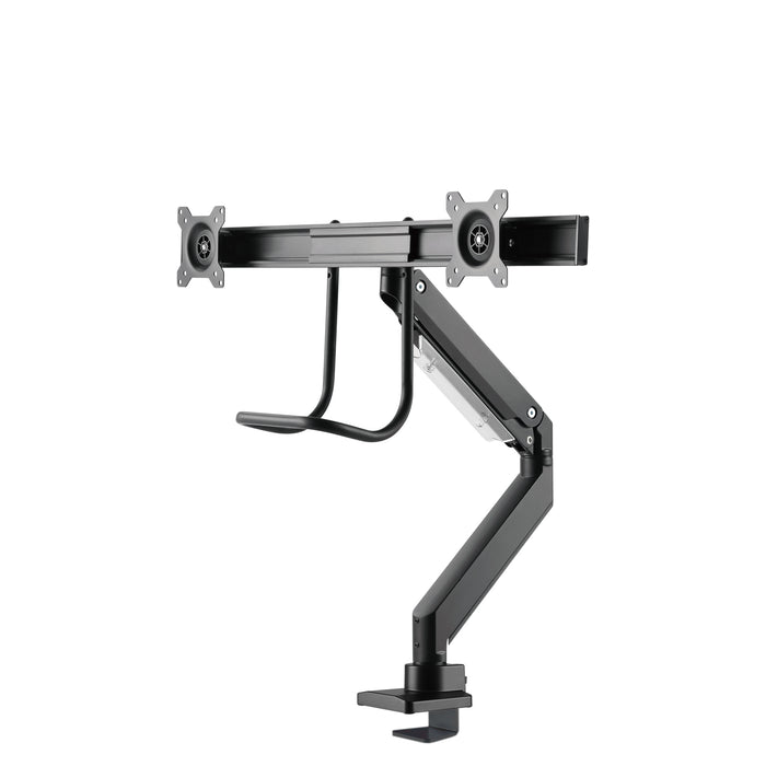 NM-D775DXBLACK is a gas-suspended desk support with crossbar and lever for flat screens up to 32 inches (81 cm).