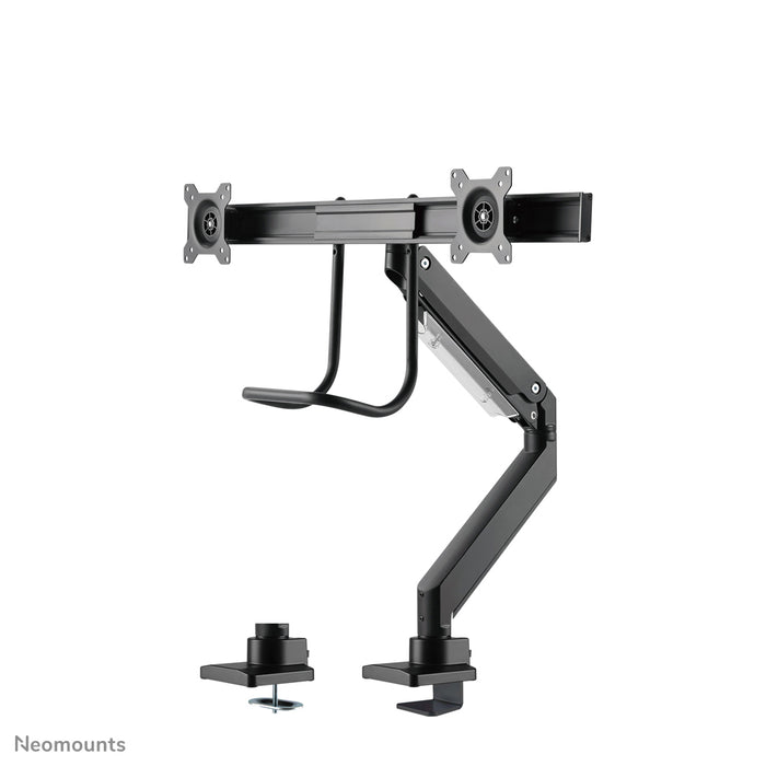 NM-D775DXBLACK is a gas-suspended desk support with crossbar and lever for flat screens up to 32 inches (81 cm).