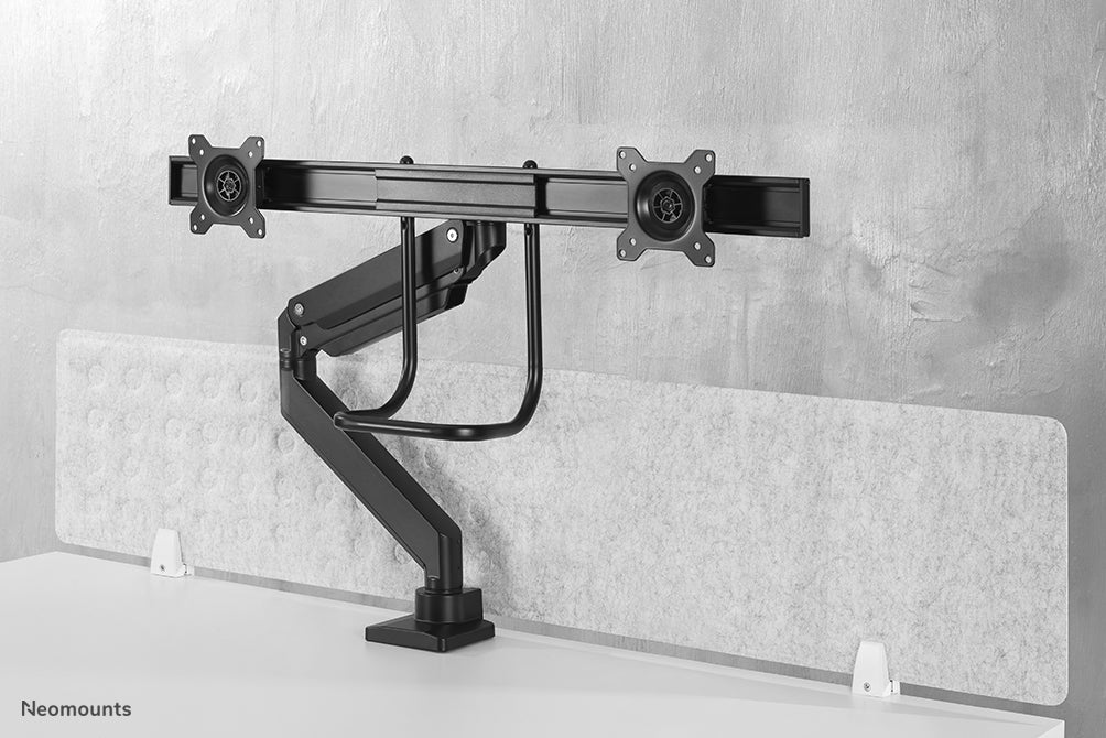 NM-D775DXBLACK is a gas-suspended desk support with crossbar and lever for flat screens up to 32 inches (81 cm).
