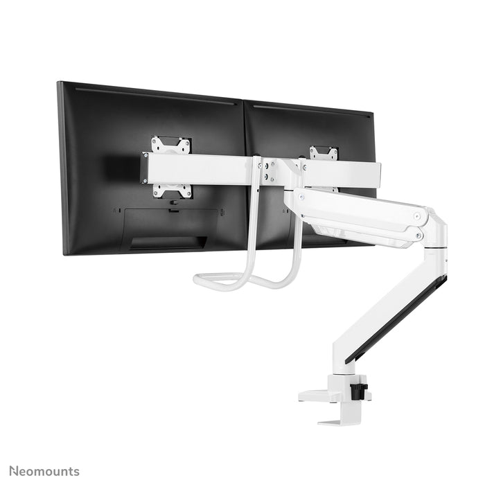 NM-D775DXWHITE is a gas-suspended desk support with crossbar and lever for flat screens up to 32 inches (81 cm).