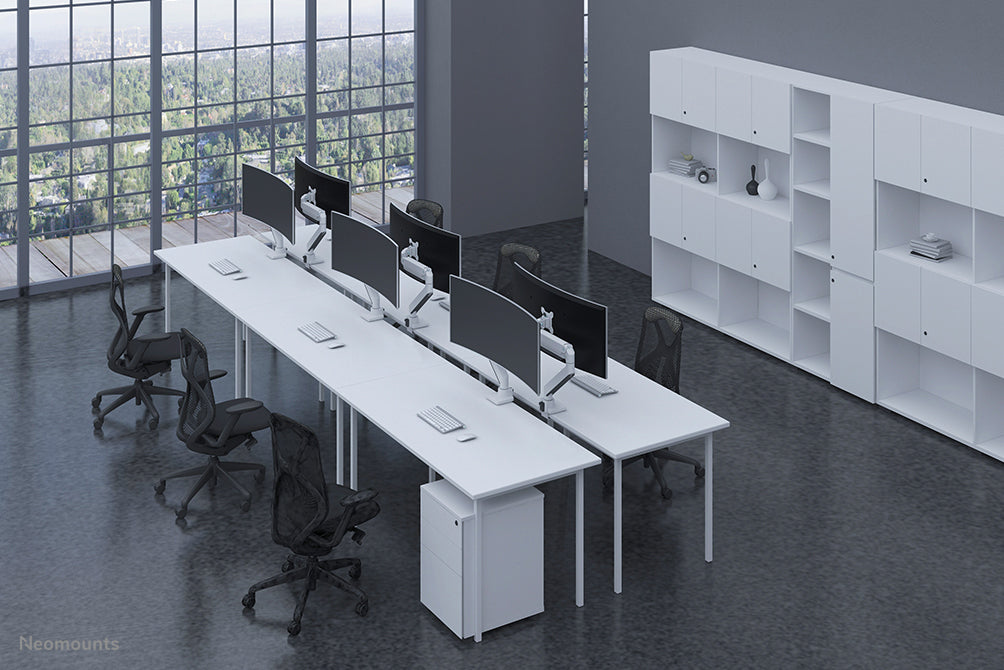 NM-D775WHITEPLUS is a gas-suspended desk support for curved monitors up to 49 inches (124 cm) - White