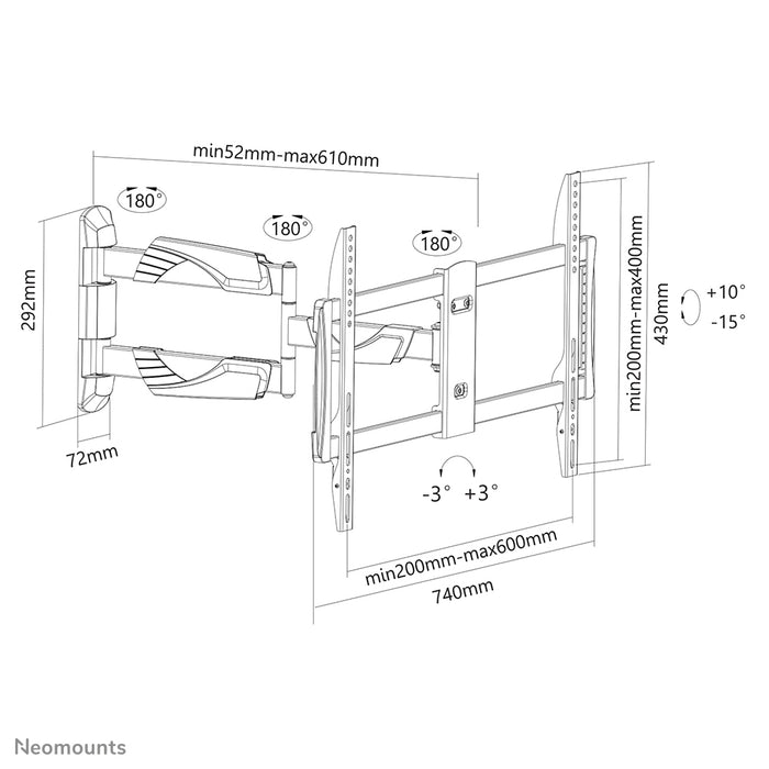 NM-W460WHITE is a wall mount with 3 pivot points for flat screens up to 60 inches (150 cm).