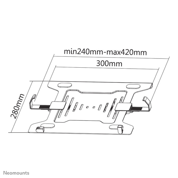 NOTEBOOK-V200 is a universal holder for notebooks. Mounting on VESA 75/100.