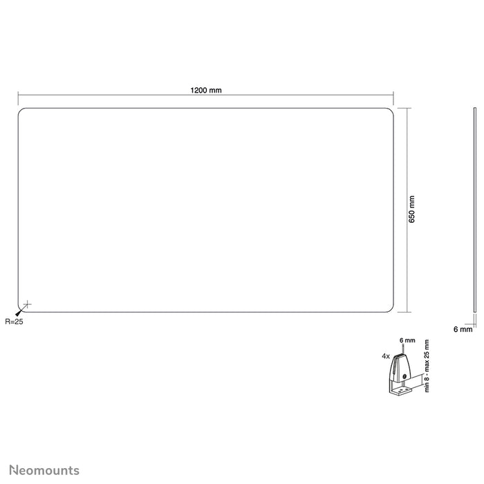NS-GLSPROTECT120 is a durable 120 cm glass screen that provides distance protection in the workplace - Tempered, transparent glass, 100% recyclable
