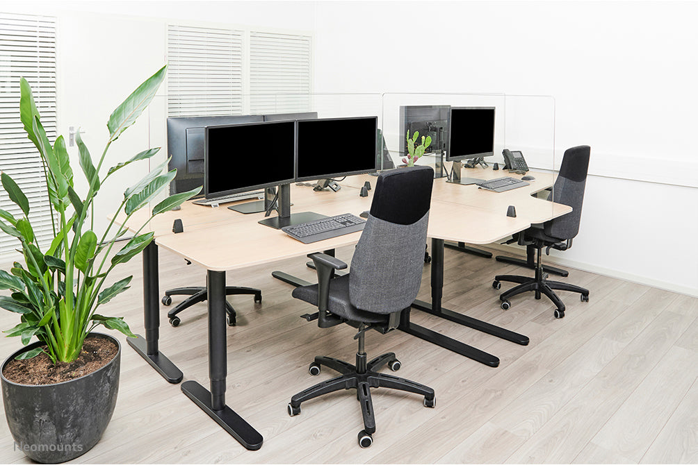 NS-GLSPROTECT140 is a durable 138 cm glass screen that provides distance protection in the workplace - Tempered, transparent glass, 100% recyclable