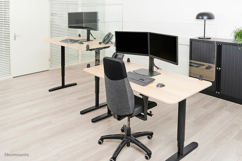 NS-GLSPROTECT140 is a durable 138 cm glass screen that provides distance protection in the workplace - Tempered, transparent glass, 100% recyclable