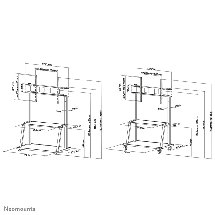 NS-M4000BLACK is a mobile furniture for flat screens up to 105 inches (267 cm).