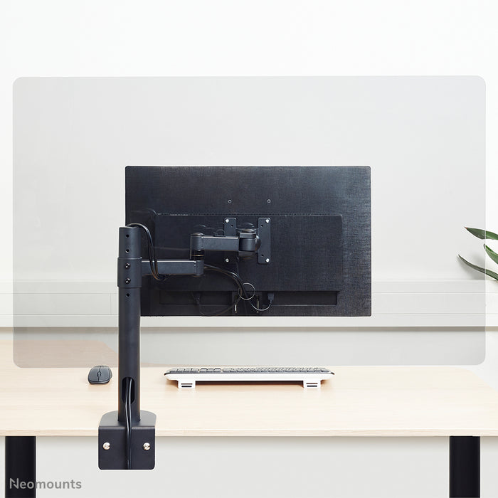 NS-PLXPROTECT1 is a transparent screen for 1 flat screen and provides distance protection on the work floor - Transparent acrylic, 100% recyclable | PLXPROTECT from is registered as an EU Design patent |