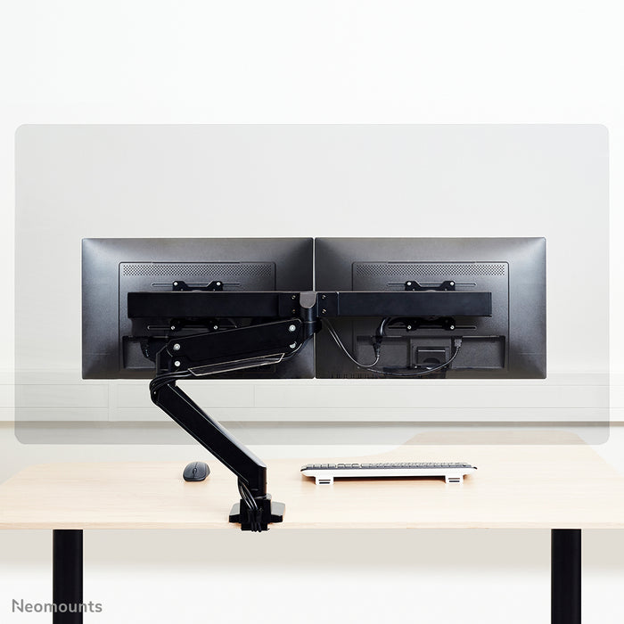 NS-PLXPROTECT2 is a transparent screen for 2 flat screens and provides distance protection on the work floor - Transparent acrylic, 100% recyclable | PLXPROTECT from is registered as an EU Design patent |