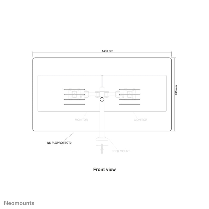 NS-PLXPROTECT2 is a transparent screen for 2 flat screens and provides distance protection on the work floor - Transparent acrylic, 100% recyclable | PLXPROTECT from is registered as an EU Design patent |