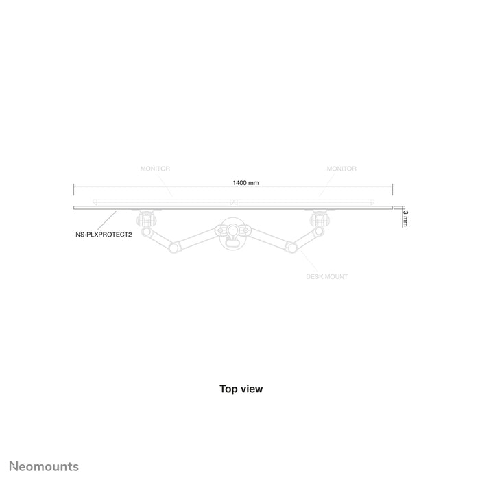 NS-PLXPROTECT2 is a transparent screen for 2 flat screens and provides distance protection on the work floor - Transparent acrylic, 100% recyclable | PLXPROTECT from is registered as an EU Design patent |