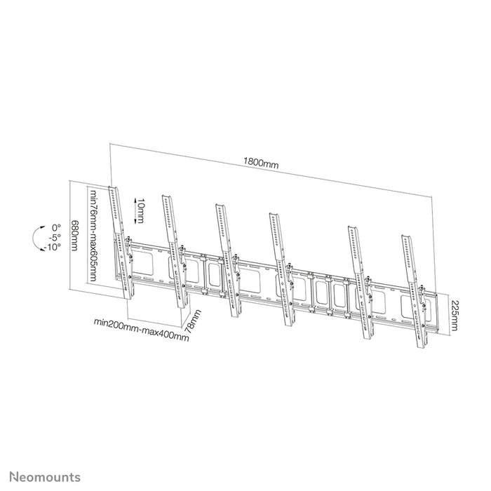 NS-WMB300PBLACK is a menu board wall mount for the vertical mounting of screens up to 52 inches (132 cm).