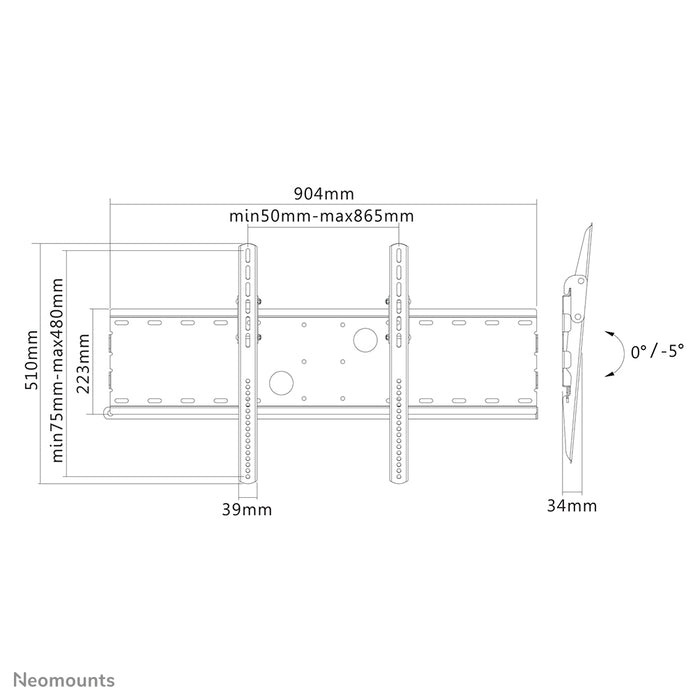 PLASMA-W100BLACK is a flat wall mount for flat screens up to 85 inches (216 cm).