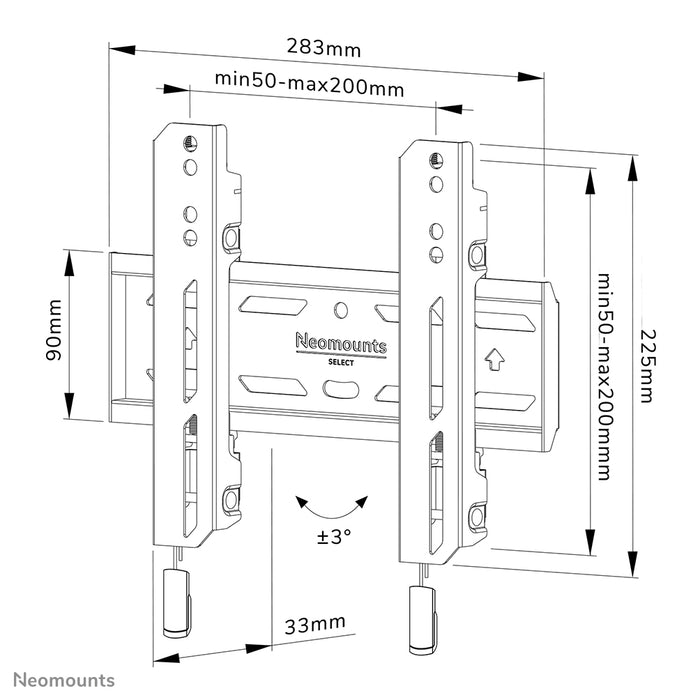 WL30S-850BL12 flat wall mount for 24-55 inch screens - Black