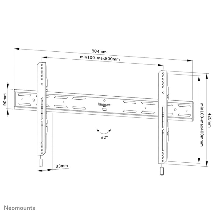 WL30S-850BL18 flat wall mount for 43-98 inch screens - Black