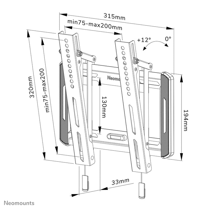 WL35-550BL12 tiltable wall mount for 24-55 inch screens - Black