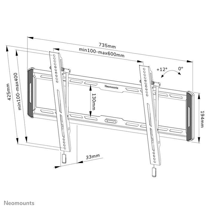 WL35-550BL16 tilting wall mount for 40-75 inch screens - Black