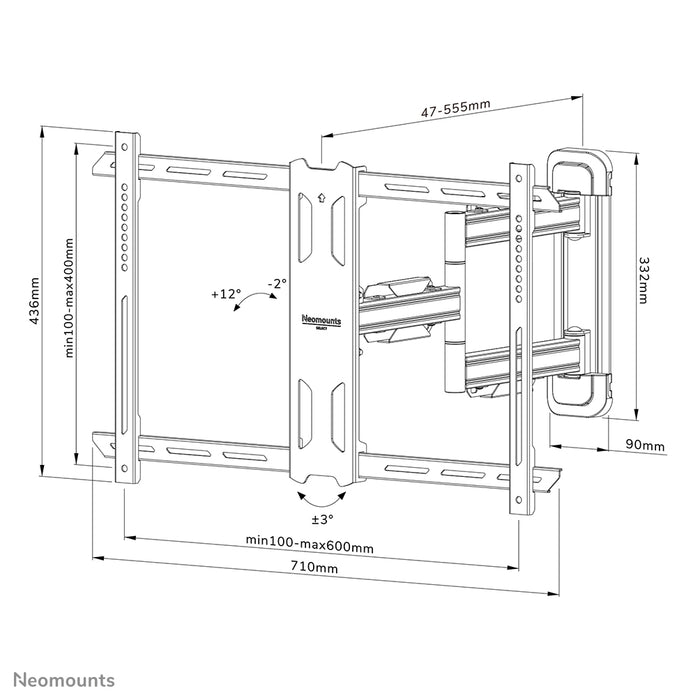 WL40S-850BL16 full motion wall mount for 40-70 inch screens - Black