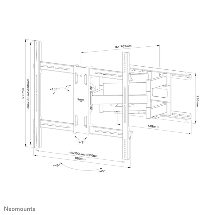WL40S-950BL18 full motion wall mount for 55-110 inch screens - Black
