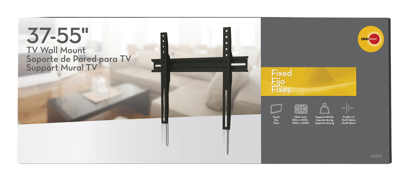 Flat fixed TV wall bracket for screens up to 55"