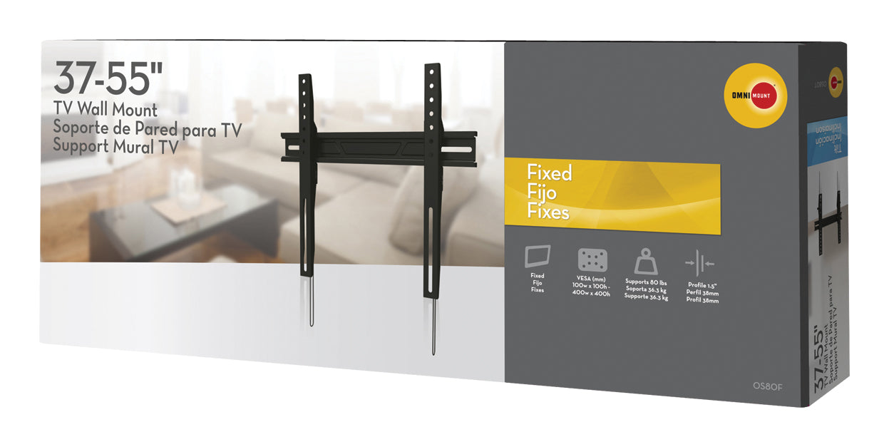 Flat fixed TV wall bracket for screens up to 55"