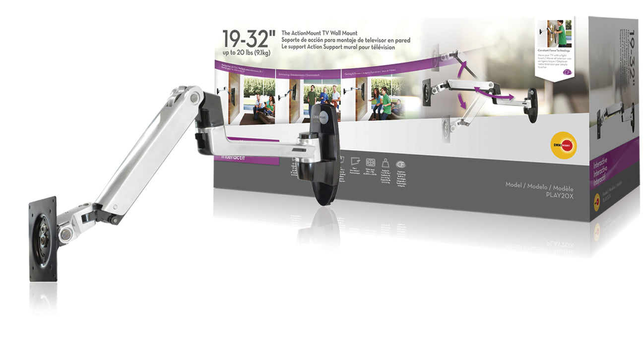 Functional wall bracket for screens up to 32"