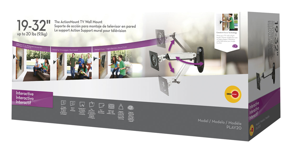 Interactive TV wall bracket for screens up to 32"