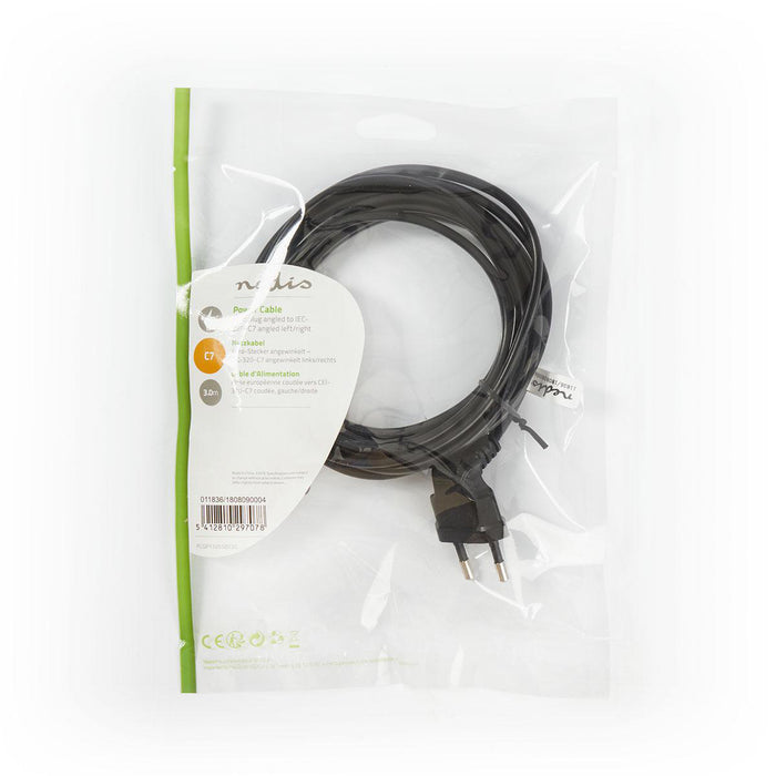 Right angle power plug to Euro Plug 3 meters
