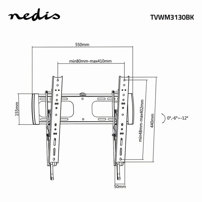 Tiltable TV Wall Bracket | 32 - 55" | Max. 35 kg | Tilt angle 12°