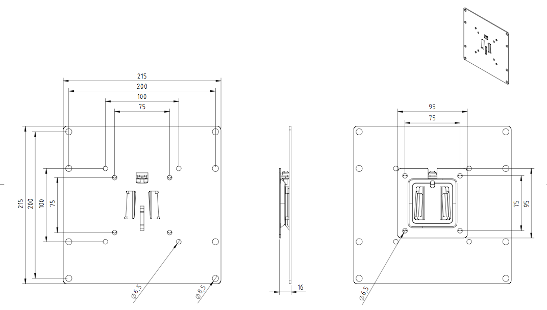 2nd chance Super flat fixt bracket 200x200, only 16mm thick