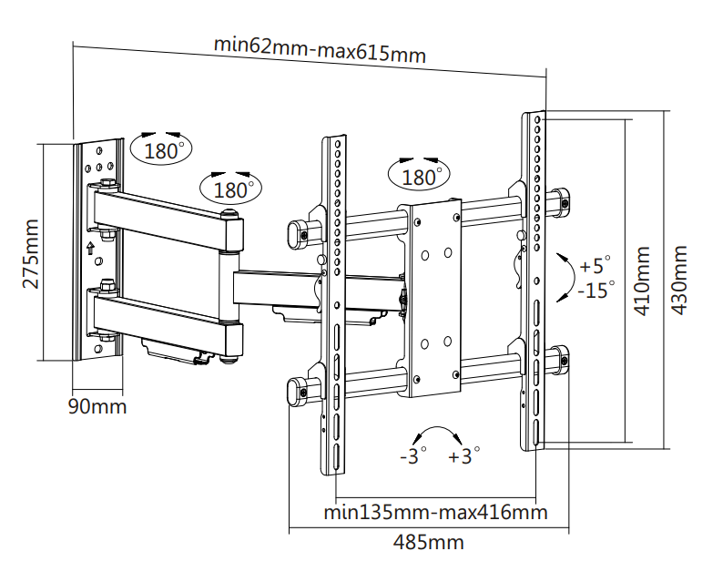 TVB-05 Technische tekening met alle afmetingen en getallen.