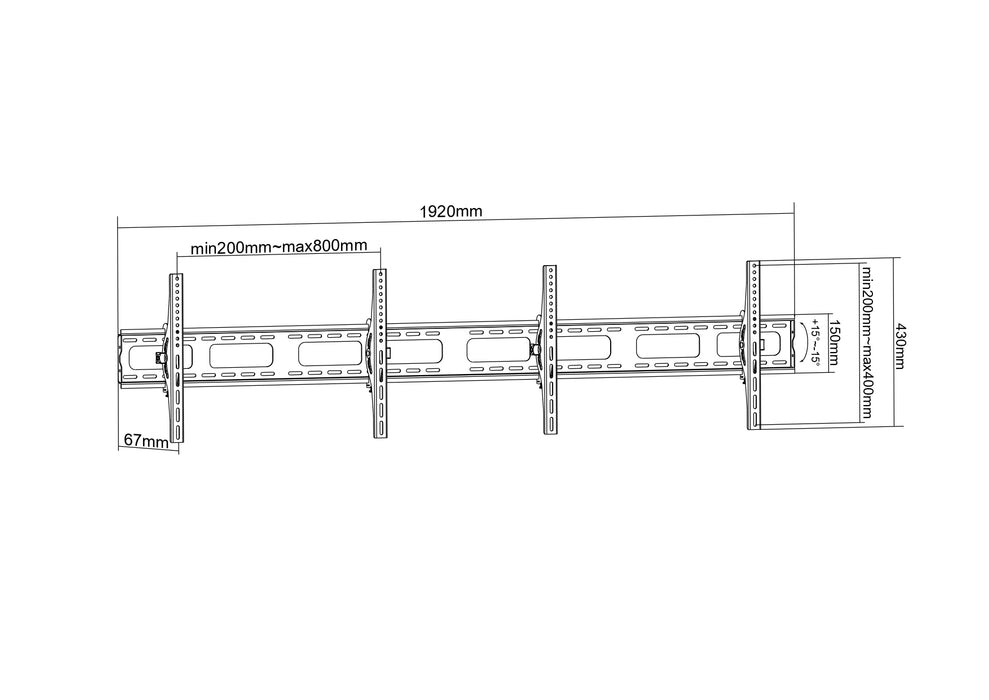 Double Tilting TV Wall Bracket Counter rail