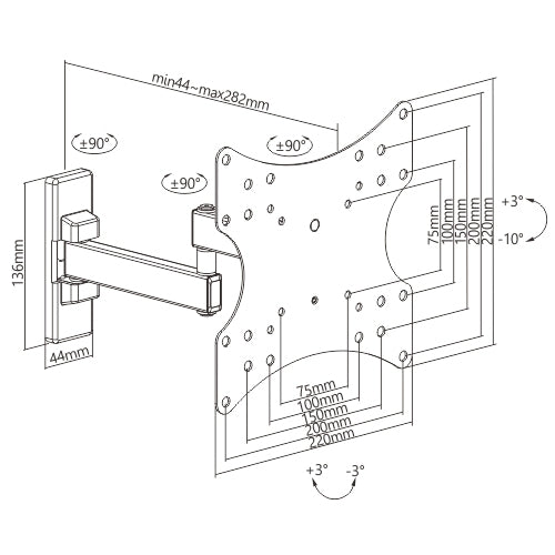 Compact Rotatable TV Wall Mount for screens up to 42 inches
