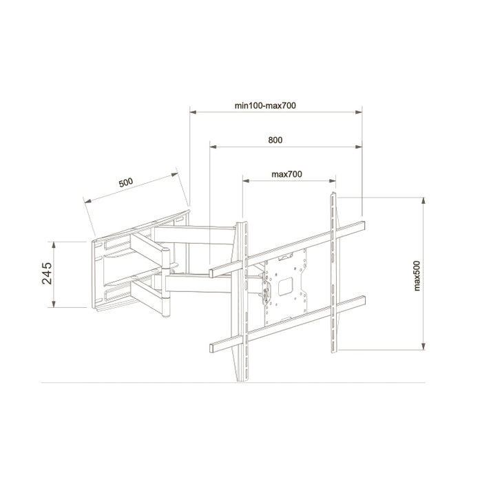 Stable heavy wall bracket up to 75" maximum 80 kilos and VESA 800x400