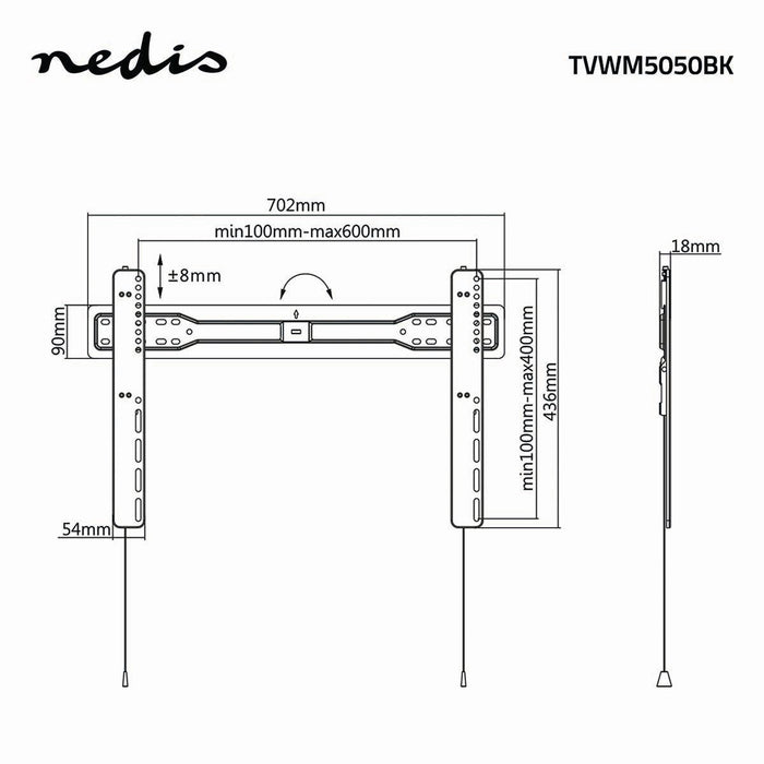 Fixed TV Wall Bracket | 37 - 70" | Max. 35 kg | 18 mm Distance to the Wall