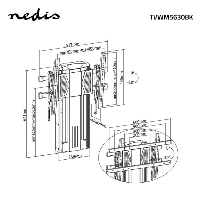 TV Wall Bracket | Vertical | 37 - 60" | Max. 20 kg | 0° ~ -10° Tilt angle