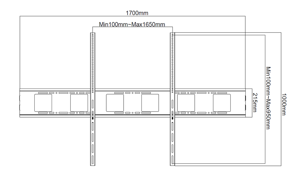 Wolff Mount Ultra TV Wall Mount up to 70-130 inches | max 120 kg | 175 cm wide | VESA max 950-1650