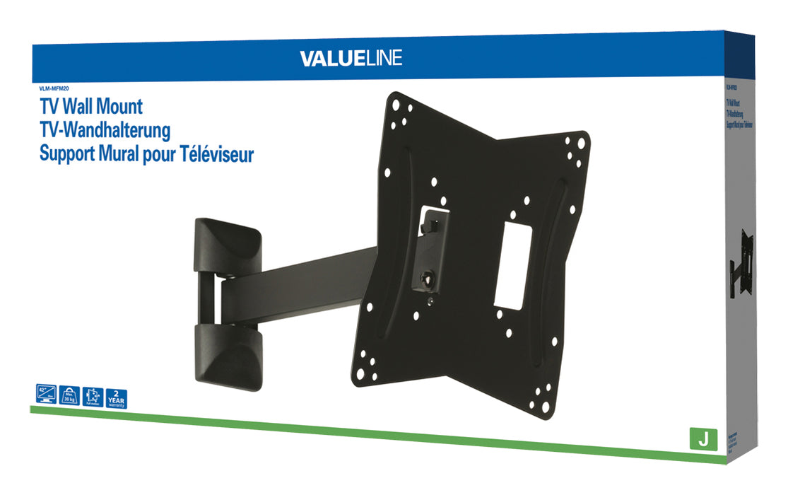 Rotating and tilting TV wall bracket for screens up to 42"