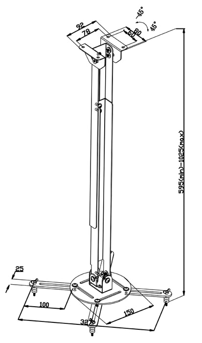 Ceiling bracket for projectors and beamers up to a maximum of 10 KG