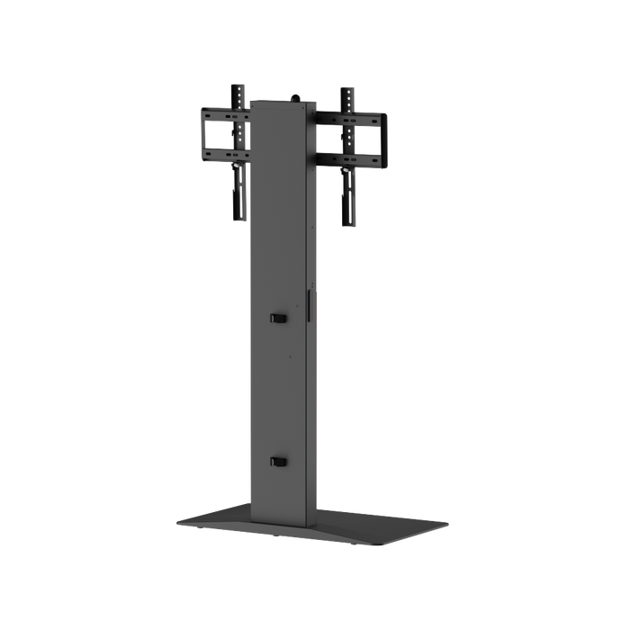 Wolff Mount – Vrijstaande Premium TV Vloer Standaard met FreeLift™ – Hoogte Verstelbaar met Eén Vinger – Geschikt voor TV’s t/m 86 inch – Extra Grote Massieve Voet – Kabelmanagement – Zwart/Walnoot