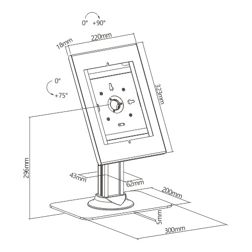 theft-proof tablet support TABLET-D300WHITE for 9.7 inch iPad/ iPad Air/ iPad Pro - White