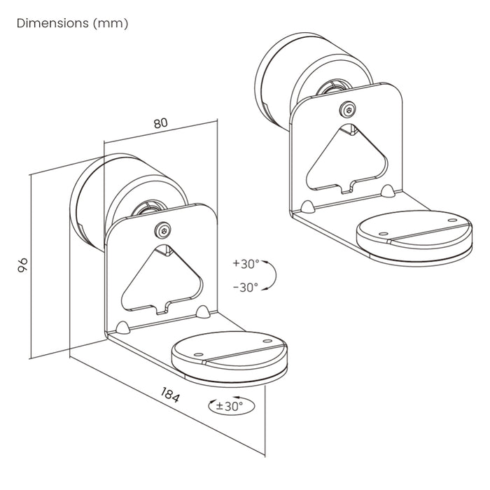 Wolff Mount Wall Mounts for Sonos Era 100 &amp; Era 300 – Duo-Pack Black