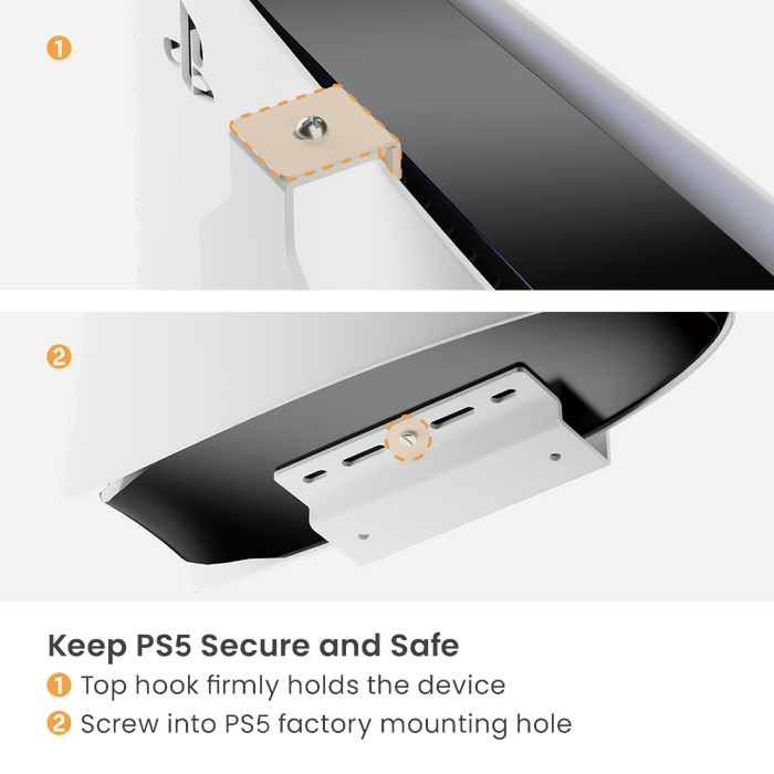 Wolff Mount PS5 Holder – Wall Mount for PlayStation 5 and Controllers – White