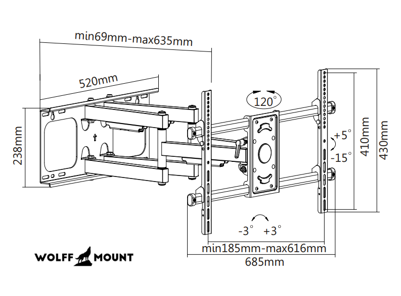 TV Bracket very sturdy for up to 90 inch TVs