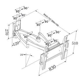 TV wall bracket up to 60" to 75 cm from the wall 