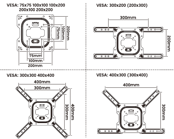 Soporte Wolff Mount Lange para televisor Philips de 32 a 65 pulgadas (73 cm desde la pared) | Universal | VESA 400x400